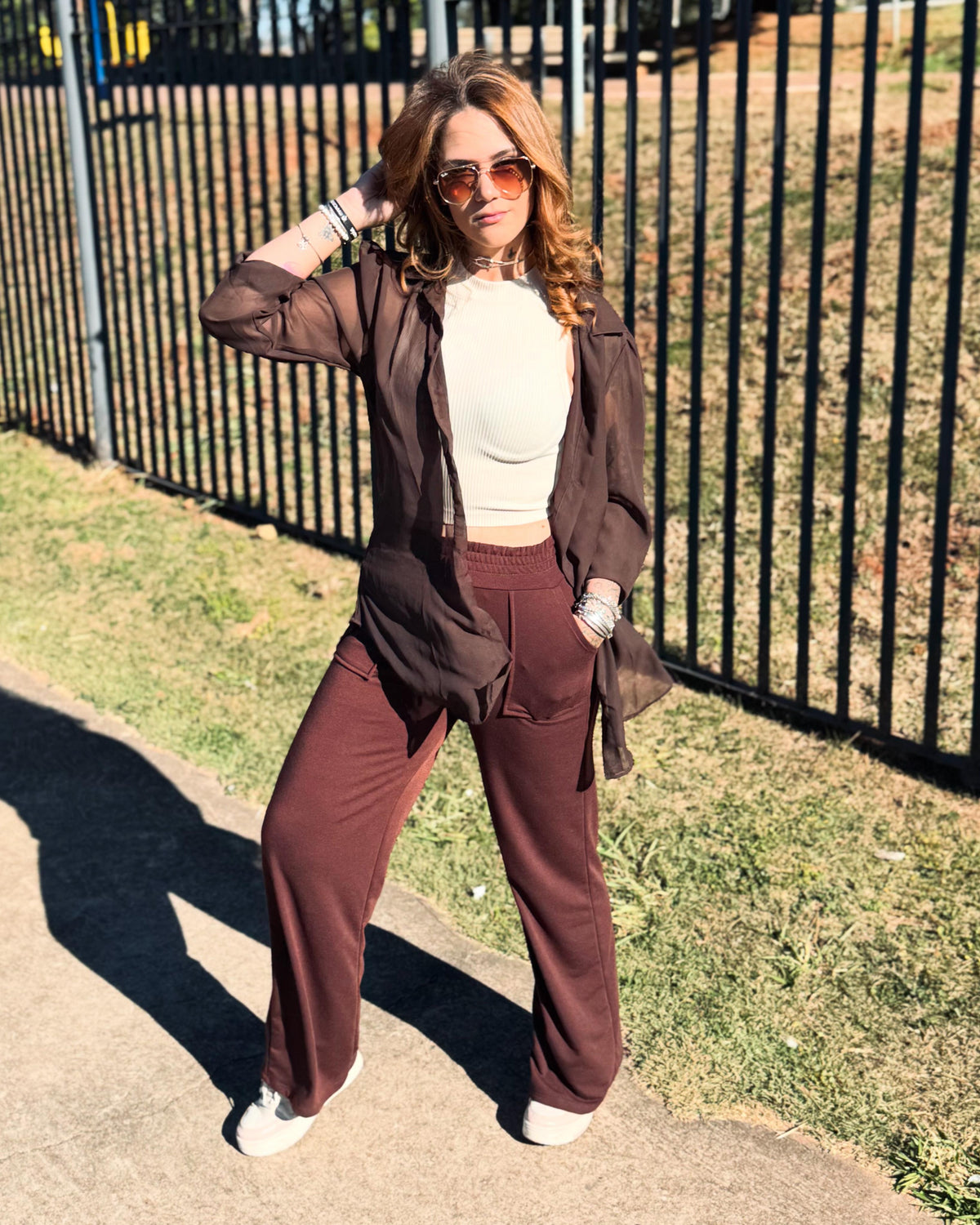 Calça Moletom Camisa e Cropped